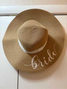 Bride Straw Sun Hat with White Band